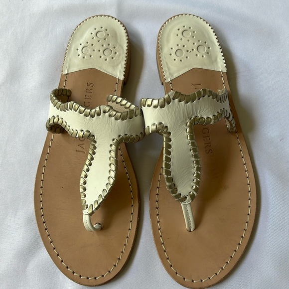 Jack Rogers Shoes - Jack Rogers Sandals. Size 8. Excellent condition. White with gold/pewter trim.
